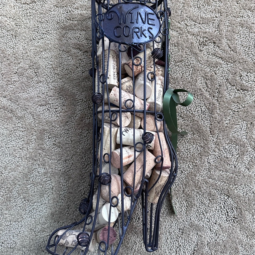 Decorative Wine Cork Holder with Black Metal Finish